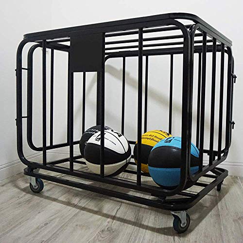 Bastidor de almacenamiento de baloncesto, equipo de balones deportivos Carrito de balones con ruedas, jaula de bolas apilable para fútbol, ​​voleibol, fútbol, ​​capacidad para más de 16 pelotas