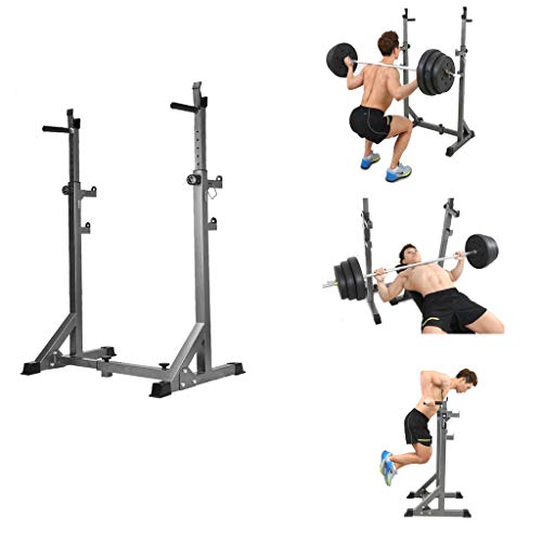 Bastidor De Sentadillas Ajustable para Culturismo,Carga Máxima De 300 Kg,Rango De Altura del Soporte 116-160 CM, Multifunción Barbell Rack Dip Stand Soporte Barbell Soporte De Levantamiento De Pesas