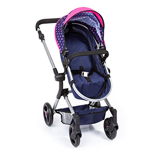 Bayer Design 18454AA Cochecito de Muñecas "Neo Vario" Con Bolso Cambiador, Convertible, Plegable, Azul / Rosa