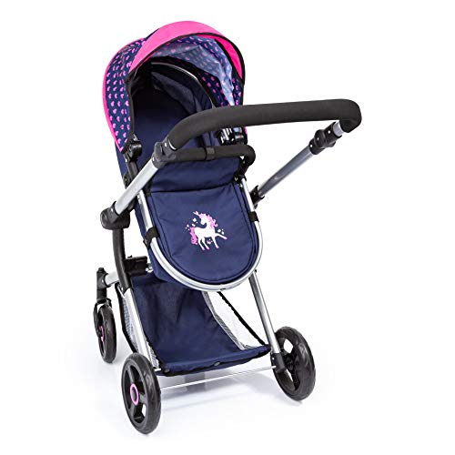 Bayer Design 18454AA Cochecito de Muñecas "Neo Vario" Con Bolso Cambiador, Convertible, Plegable, Azul / Rosa