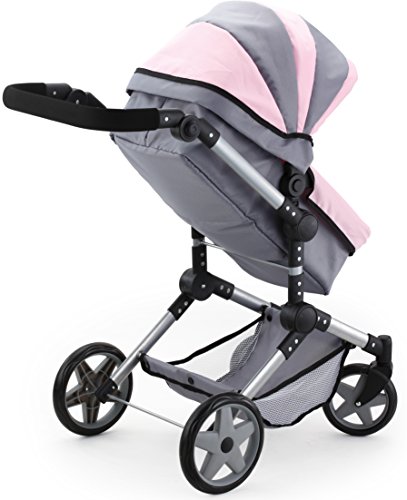 Bayer Design- Pram Cochecito de muñeca, Combi Neo Pro, Color Gris, Rosa, 84 x 43 x 72 cm (18508AA)