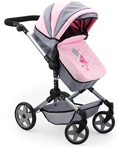 Bayer Design- Pram Cochecito de muñeca, Combi Neo Pro, Color Gris, Rosa, 84 x 43 x 72 cm (18508AA)