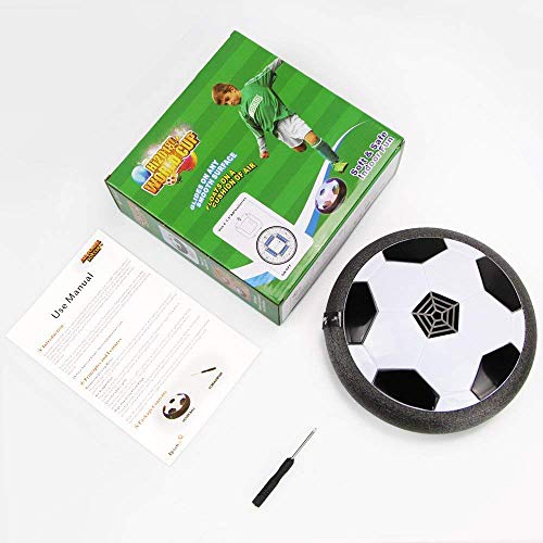 Baztoy Balón Fútbol Flotant, Pelota Futbol con Protectores de Espuma Suave y Luces LED Balones Futbol Juguetes Niños 3 4 5 6 7 8 9 10 11 12 Años, Air Power Soccer para Niños Niñas Regalos Cumpleaños