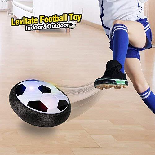 Baztoy Balón Fútbol Flotant, Pelota Futbol con Protectores de Espuma Suave y Luces LED Balones Futbol Juguetes Niños 3 4 5 6 7 8 9 10 11 12 Años, Air Power Soccer para Niños Niñas Regalos Cumpleaños