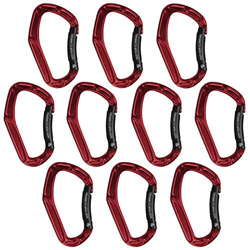 BB Sport Mosquetón Aluminio Captain Hook 10 Piezas Camping, Senderismo, Pesca, Color:Rojo-Negro