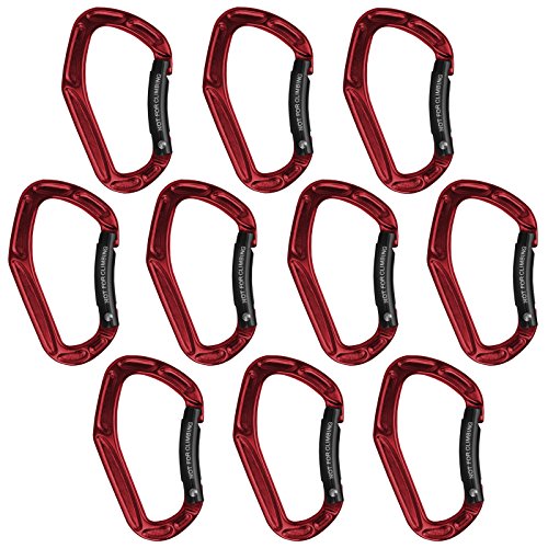 BB Sport Mosquetón Aluminio Captain Hook 10 Piezas Camping, Senderismo, Pesca, Color:Rojo-Negro