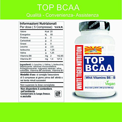 BCAA Aminoácidos Ramificados 2: 1: 1. | 100 Comprimidos 105 gr | con Vitaminas B6 y B1 Aumento de Masa Muscular Recuperación Valina Leucina Isoleucina Suplementos Ciclismo Bodybuilding