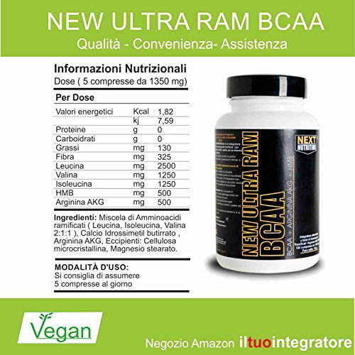 BCAA aminoácidos ramificados | New Ultra RAM 200 Tabletas 270 g | 2.1.1 Informe | mejorado con HMB y arginina AKG | fortalecimiento y la recuperación de la masa muscular | ciclismo - bodybuilding