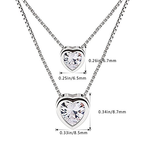 B.Catcher Mujer Collar Colgante Plata de Ley 925 con Doble corazón con Para Regalo San Valentín Originales