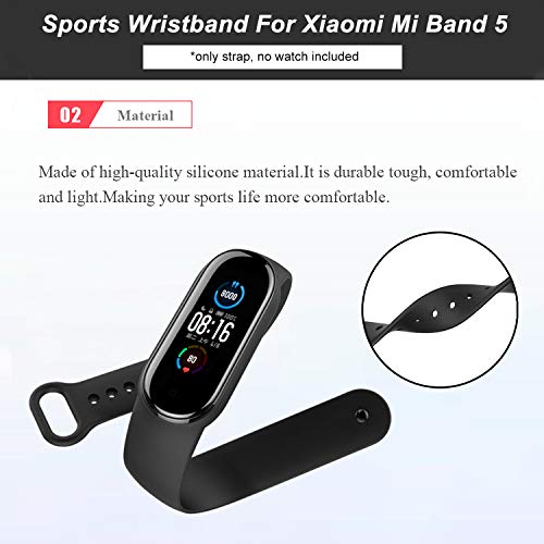 BDIG Pulsera Correas para Xiaomi Mi Band 5, Colorido Suave Silicona Pulsera Impermeable, Pulsera Correa para Xiaomi Mi Band 5, 18PCS