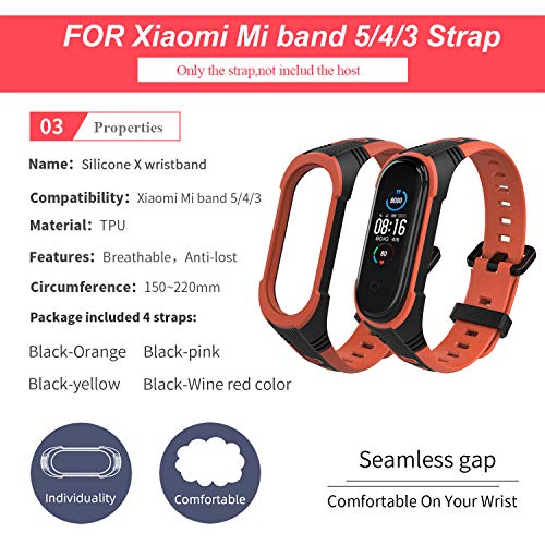 BDIG Pulsera Correas para Xiaomi Mi Band 5 Mi Band 4/3, Colorido Suave Silicona Reloj Recambio Brazalete Impermeable Correa para Mi Band 5 Mi Band 4 Mi Band 3