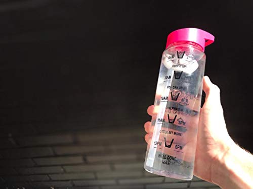 Be-Active | Botella de Agua con Tapa abatible | Botella de Agua Deportiva con Tiempos de Bebida Hidratado | sin BPA