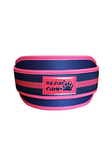 BEAR GRIP Agarre de Barra para Levantamiento de Pesas de Neopreno, Doble cinturón, Soporte Lumbar para Fitness, Ejercicio, Culturismo, Rojo, XS