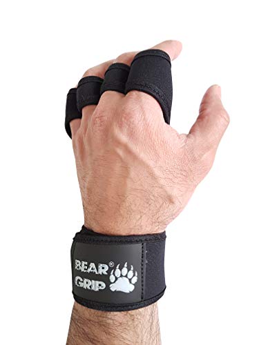 Bear Grip - Guantes de entrenamiento abiertos para crossfit, culturismo, callisthenics, levantamiento de pesas, color negro, tamaño medium