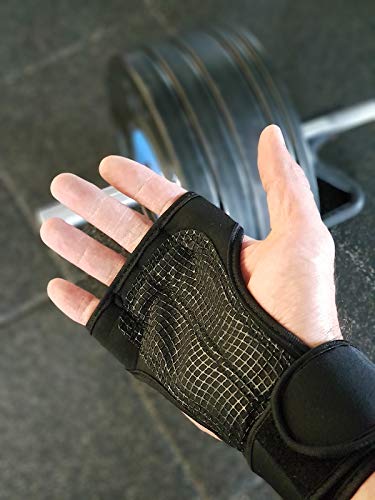 Bear Grip - Guantes de entrenamiento abiertos para crossfit, culturismo, callisthenics, levantamiento de pesas, color negro, tamaño medium