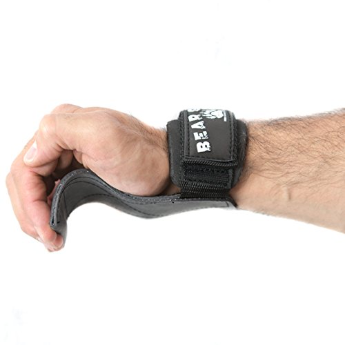 Bear Grip - Guantes para levantamiento de pesas, con correas y ganchos extraadherentes, resistentes
