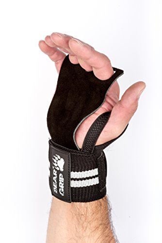 BEAR GRIP-Guantes protectores de cuero Crossfit, vendas kinéticas de soporte y estabilidad de la muñeca, ideales para Fitness WOD,levantamiento de pesas,Powerlifting. Diseño único que se ajusta a