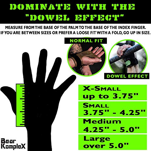 Bear KompleX 2 Hole Gymnastics Grips Are Great for WODs, pullups, Weight Lifting, Chin ups, Cross Training, Exercise, Kettlebells, and More. Protect Your Palms from Rips and tears! LRG 2hole Grey