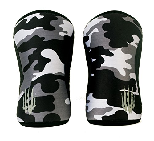 Bear KompleX Best Knee Sleeves (Sold AS A Pair of 2) Compression and Support for Weightlifting, and Powerlifting - 5mm Neoprene Sleeve for The Best Squats - Both Women & Men - by, Black Camo 5mm M