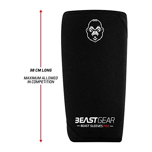 Beast Gear – Beast Sleeves Pro – rodilleras de compresión de neopreno de 7 mm para apoyo y protección Levantamiento de pesas, crossfit, levantamiento de potencia, más fuerte sentadillas