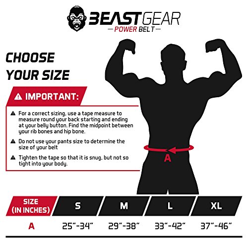 Beast Gear Cinturón Halterofilia – Cinturón Lumbar Powerlifting con Doble Hebilla – Cinturón Levantamiento de Peso de Piel Nobuck – 10 cm de Ancho y 10 mm de Grosor - M