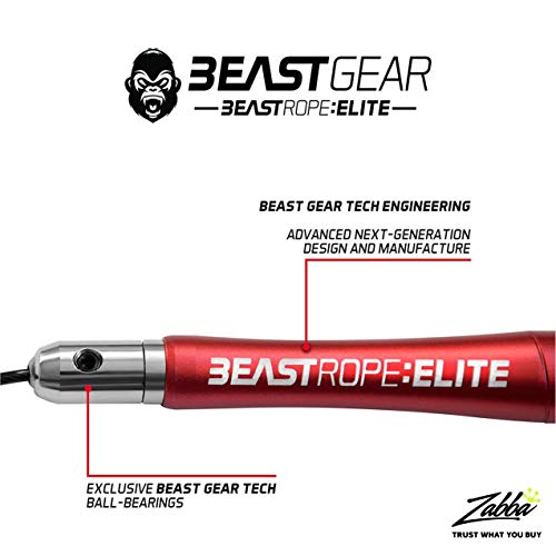 Beast Gear Cuerda Saltar Beast Rope Elite - Comba Crossfit Boxeo MMA HIIT Saltos Dobles - Comba Velocidad de Aluminio de Alta Calidad Ideal para Fitness tus Entrenamientos Metcon y Quema Grasa