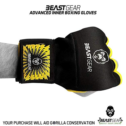 Beast Gear Guantes Boxeo Gel – Manoplas Boxeo Deportes de Combate, MMA, Muay Thai, Artes Marciales - M