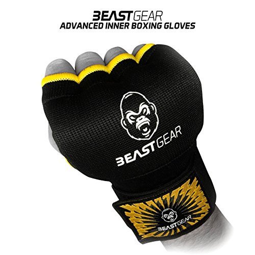 Beast Gear Guantes Boxeo Gel – Manoplas Boxeo Deportes de Combate, MMA, Muay Thai, Artes Marciales - M