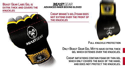 Beast Gear Guantes Boxeo Gel – Manoplas Boxeo Deportes de Combate, MMA, Muay Thai, Artes Marciales - Small