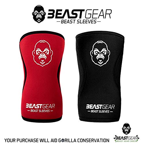 Beast Gear Rodilleras Deportivas Beast - Rodilleras Neopreno 5mm con Función Protectora y de Compresión - Ideal para Halterofilia, Crossfit, Powerlifting, Sentadillas, Running, Baloncesto y más - M