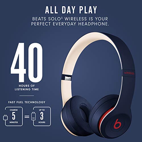 Beats Solo3 Wireless - Auriculares supraaurales - Chip Apple W1, Bluetooth de Clase 1, 40 horas de sonido ininterrumpido - Marino Club