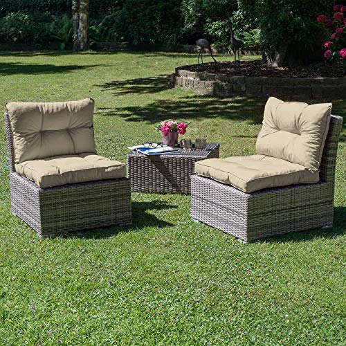Beautissu Cojines para Muebles de jardín XLuna Lounge sillas de Mimbre de Exterior Respaldo Grueso Acolchado Aprox. 60x40x12 cm Natural