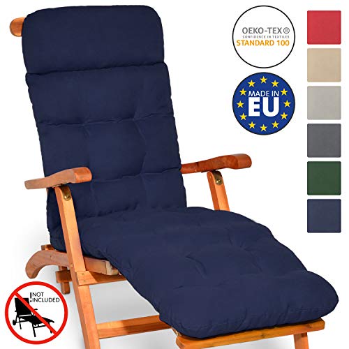 Beautissu Flair DC Cojín- colchoneta para Tumbona reclinable 200x50x8cm con Relleno de gomaespuma - Azul Marino Elegir