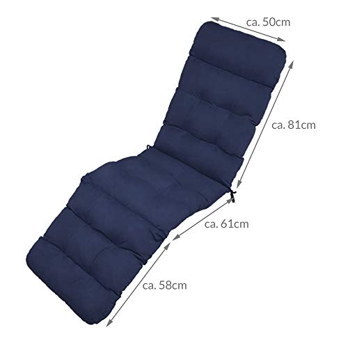 Beautissu Flair DC Cojín- colchoneta para Tumbona reclinable 200x50x8cm con Relleno de gomaespuma - Azul Marino Elegir