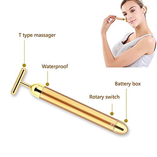 Beauty Bar 24k Golden Pulse Masajeador Facial, Pluma Masajeadora Masajeador Facial Electrico Gold Sculpting Bar