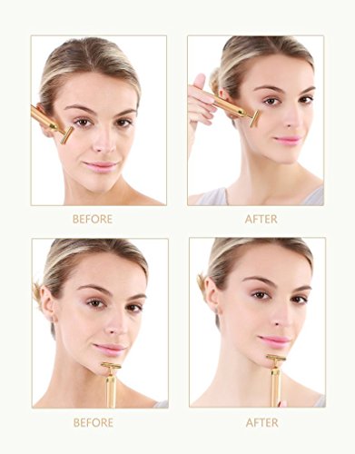 Beauty Bar 24k Golden Pulse Masajeador Facial, Pluma Masajeadora Masajeador Facial Electrico Gold Sculpting Bar