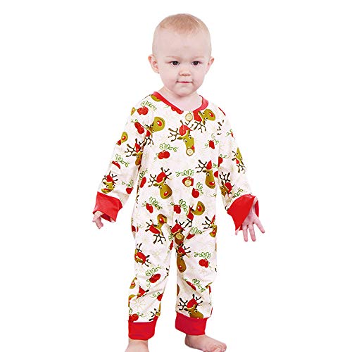 beautyjourney Bebé Recién Nacido Alce Navidad Mameluco Mono Unisexo Niños Niñas Trajes de Mameluco de Manga Larga Ropa de Bebé