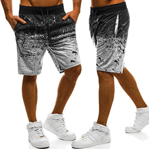 beautyjourney Shorts Deportivos para Hombres Pantalones Cortos de Entrenamiento gradiente Pantalones Cortos de Fitness de Verano con Basculador Shorts Holgados de Surf en la Playa