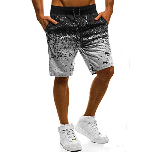 beautyjourney Shorts Deportivos para Hombres Pantalones Cortos de Entrenamiento gradiente Pantalones Cortos de Fitness de Verano con Basculador Shorts Holgados de Surf en la Playa