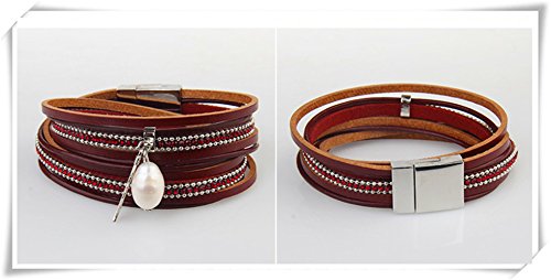 because meet you Porque conoces Tus Pulseras de Cuero, Pulsera de Piel de Vaca con Plumas de Vaca, Pulsera de Cuero marrón con puños de Piel
