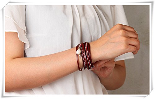 because meet you Porque conoces Tus Pulseras de Cuero, Pulsera de Piel de Vaca con Plumas de Vaca, Pulsera de Cuero marrón con puños de Piel