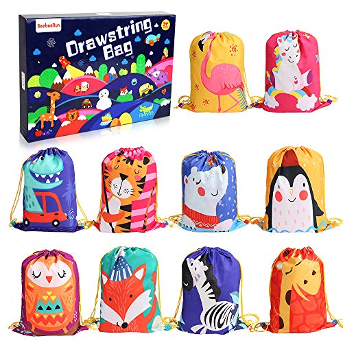 BeebeeRun 10Pack Bolsas de Cuerdas para Infantil,Mochila con Cordón Niños Bolsas Regalo Cumpleaños Deporte Gimnasio Backpack para Niños Niñas Fiesta de Cumpleaños Regalos