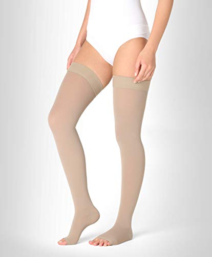 ®BeFit24 Medias de Compresión (23-32 mmHg, 120 Denieres, Clase 2) sin Puntera para Hombre y Mujer - Ideal para Embarazo, Varices y Circulación - [ Size 3 - Short: A - Beige ]