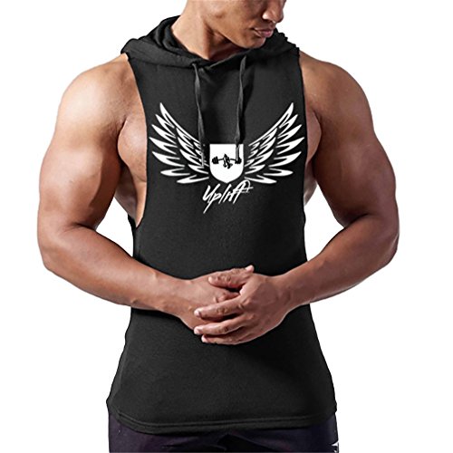 Befox Hombres Culturismo Camiseta Sin Mangas para Hombre con Capucha Gimnasio Tank Top