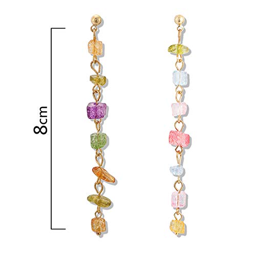 beiguoxia Pendientes De Múltiples Ocasiones De Alta Calidad, Dulce Mujer Color Caramelo Rhinestone Largo Borla Cuelga Aretes De Oreja Multicolor