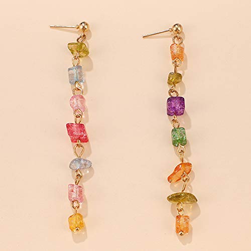 beiguoxia Pendientes De Múltiples Ocasiones De Alta Calidad, Dulce Mujer Color Caramelo Rhinestone Largo Borla Cuelga Aretes De Oreja Multicolor