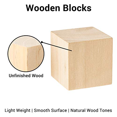 Belle Vous Cubos de Madera (Pack de 20) - Bloques Madera Natural sin Acabado (5x5x5cm) - Cubo Madera Lijado Suave para Bloques de Fotos, Suministros Manualidades, Proyectos Puzzle, Juguetes