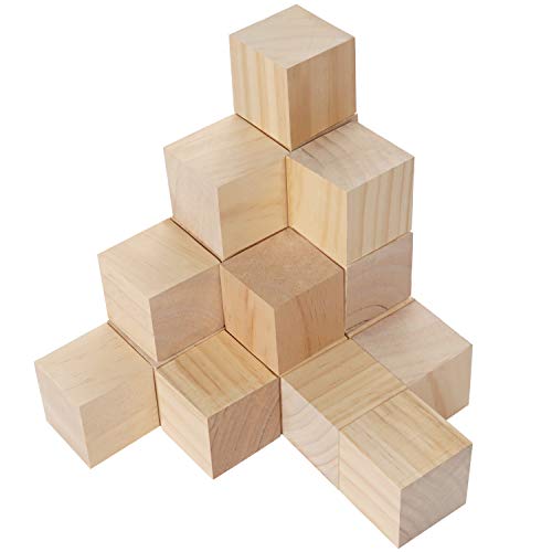 Belle Vous Cubos de Madera (Pack de 20) - Bloques Madera Natural sin Acabado (5x5x5cm) - Cubo Madera Lijado Suave para Bloques de Fotos, Suministros Manualidades, Proyectos Puzzle, Juguetes