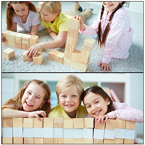 Belle Vous Cubos de Madera (Pack de 20) - Bloques Madera Natural sin Acabado (5x5x5cm) - Cubo Madera Lijado Suave para Bloques de Fotos, Suministros Manualidades, Proyectos Puzzle, Juguetes