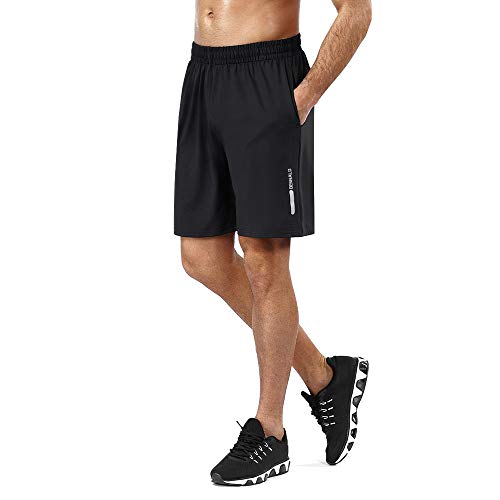 BENNALD Short Deportivo Hombre, Pantalones Cortos Deporte Hombre Pantalón Corto Deportivo Secado Rápido Shorts Core Pants de Tenis Running Fitness Gimnasio Gym Atletismo Verano Negro